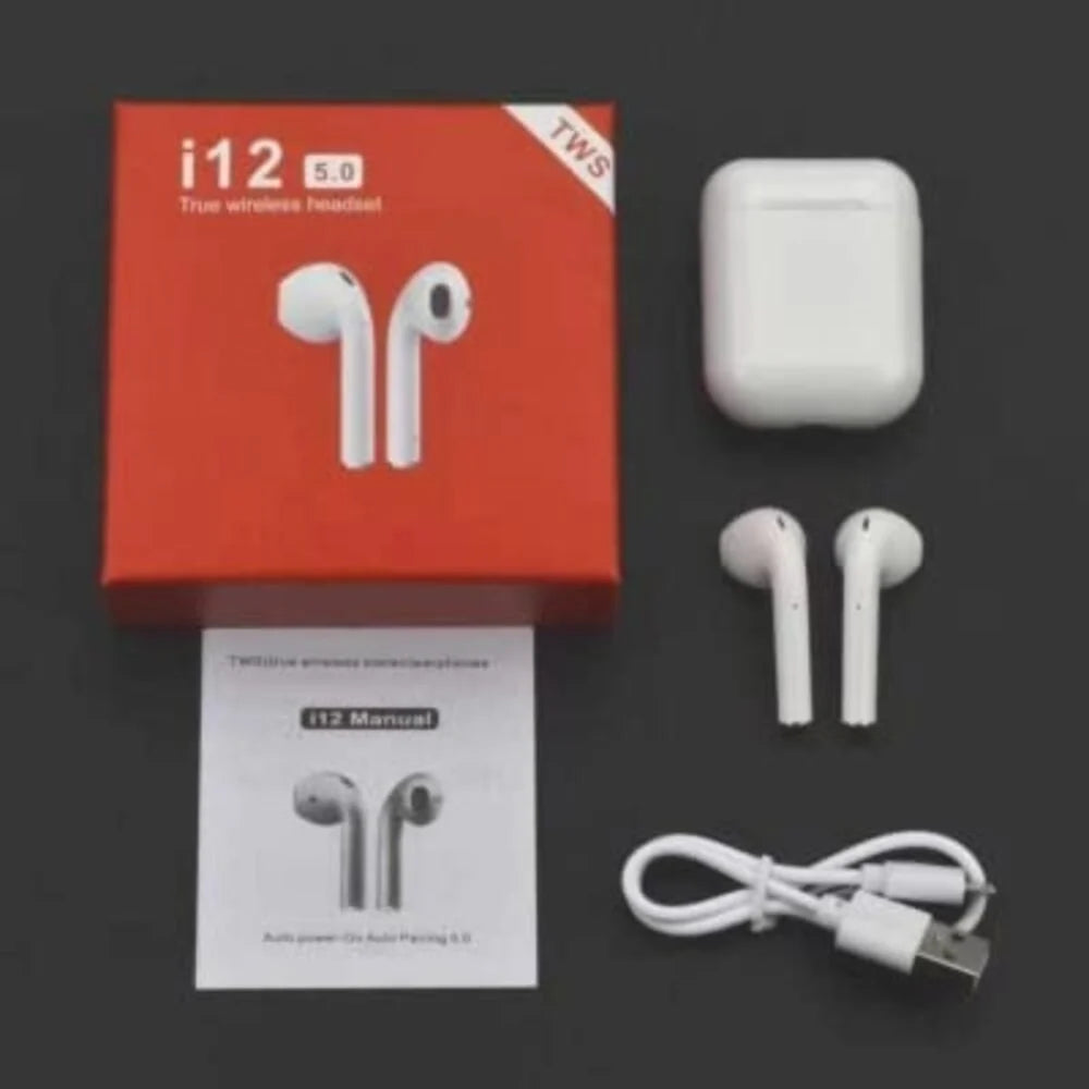 White I12 TWS True Wireless Earbuds