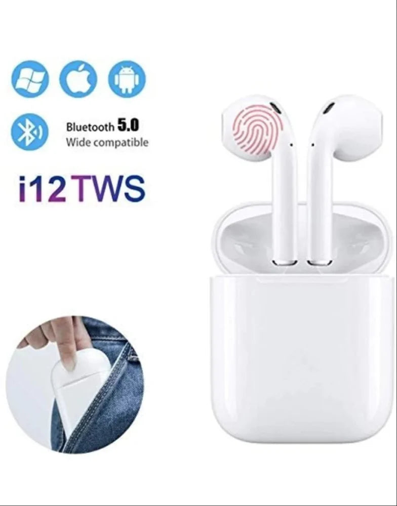 White I12 TWS True Wireless Earbuds